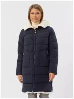 NortFolk куртка женская зимняя удлиненная с капюшоном / пуховик женский удлиненный с капюшоном / пальто женское зимнее темно-синий размер 48