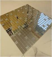 Зеркальная плитка мозаика Surface 300х300 мм (уп. 1 шт) /на сетке /с элементом 25х25 мм Серебро (90%) + Хрусталь (10%)/ толщина 4 мм