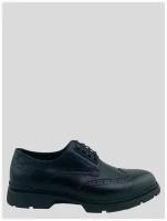 Туфли оксфорды мужские из натуральной кожи с несквозной перфорацией на толстой подошве с невысоким квадратным каблуком (4781) Цвет: Черный
