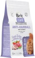 Сухой корм для кошек Brit Care Cat Anti-Hairball с белой рыбой и индейкой 1,5 кг