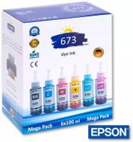 Чернила краска для принтера EPSON 673, набор 6 цветов по 100 мл, эпсон L800, L805, L810, L850, L1800