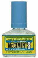 MC-129 Mr.Hobby Mr. Cement S Клей для пластиковых моделей, с кисточкой, 40 мл