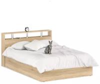 Кровать Камелия 1400, цвет дуб сонома, ШхГхВ 143,5х217х78,2 см, спальное место 1400х2000 мм, без матраса, основание есть
