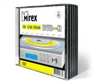 Диск DVD-R Mirex 4,7GB, 16x, комплект 5шт, SLIM-футляр