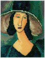 Портрет женщины в шляпе #EH336 РТО Набор для вышивания 10 x 13 см Счетный крест