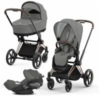 Коляска 3 в 1 Cybex PRIAM IV Soho Grey шасси Rosegold