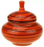 Сахарница Орнамент Бор.керамика оранжевая полоска 0.35л