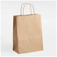 Крафтовый (бумажный, коричневый) пакет с кручеными ручками 240х140х280 10шт. Для упаковки продуктов и товаров