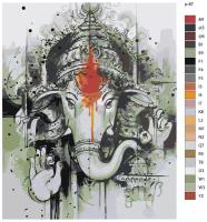 Картина по номерам, 40 x 50, IIIR-p-87, индийский слон, ганеша, 