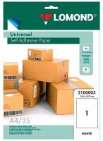 Бумага самоклеящаяся, А4, 25 листов, неделённая, 70 г/м2, матовая, Lomond 2100003