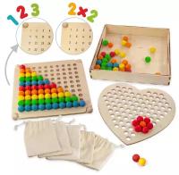 Развивающая игра Считаем до 100 / учим счет / таблица умножения / мозаика для детей / деревянные игрушки / Ulanik