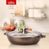 Сотейник LARA LR02-212 серия CHOCO 28х7см, 3.4л, мрамор, капсулированное индукц. дно, крышка