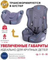 Baby Care Детское автомобильное кресло Upiter(без вкладыша) гр I/II/III, 9-36кг, (1-12лет), серый/синий