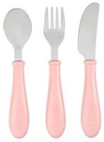 Beaba Набор детской посуды (ложка, вилка, имитатор ножа), розовый