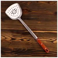 Шафран Шумовка-лопатка для казана узбекская 45см, ширина 14см, с деревянной ручкой