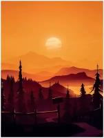 Постер / Плакат / Картина Закат над лесом 60х90 см в раме