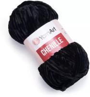 Пряжа YarnArt 'Chenille', 100г, 90м (100% микрополиэстер) (542 черный), 5 мотков