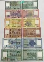 Полный набор банкнот Ливан 6штук 1 5 10 20 50 и 100 тысяч ливров 2014-2021 UNC