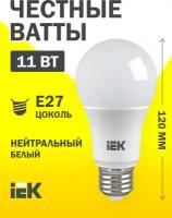 Лампа светодиодная IEK ECO 4000K, E27, A60, 11 Вт, 4000 К