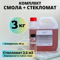 Полиэфирная смола 3 кг + Стекломат 2,5 м2