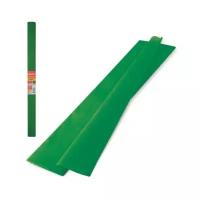 Цветная бумага крепированная плотная в рулоне BRAUBERG, 50х250 см, 1 л., 32 г/м2, темно-зеленый
