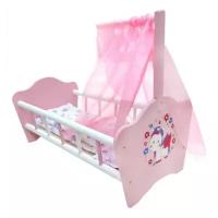 Карапуз Кроватка для куклы Милый пони (RB-P-C) розовый/белый