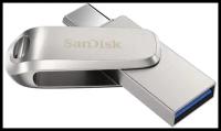 Флешка SanDisk Ultra Dual Drive Luxe USB/Type-C 64 ГБ SDDDC4-064G-G46, серебристый